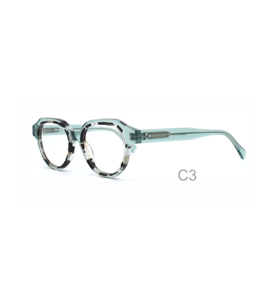 Unisex Round Vintage Lamination Acetate Eyeglasses Frames