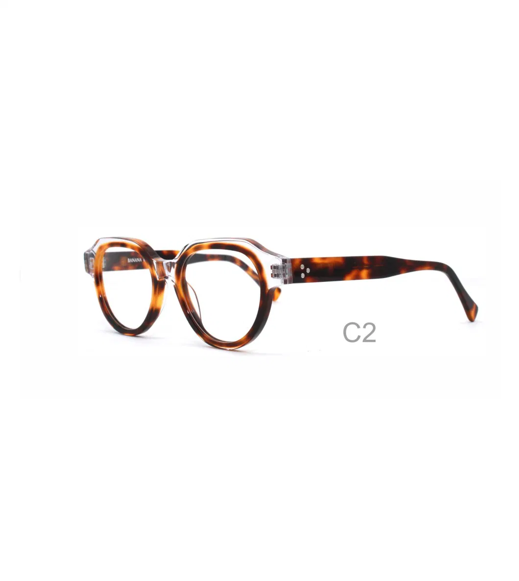 Unisex Round Vintage Lamination Acetate Eyeglasses Frames